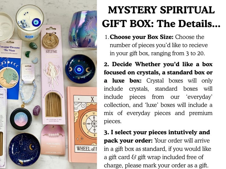 Mystery Spiritual Gift, Crystal Mystery Box Crystal Lucky Dip Spiritual Gifts for Women Spiritual Home Decor Crystal Gift Manifestation Box