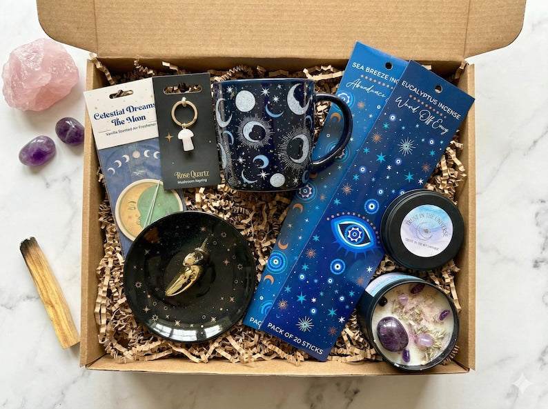 Celestial Mug Witchy Gift Set Spiritual Gift Box Witchy Mug Tarot Gifts for Spiritual Women Incense Holder Manifestation Self Care Gift