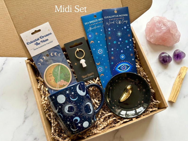 Celestial Mug Witchy Gift Set Spiritual Gift Box Witchy Mug Tarot Gifts for Spiritual Women Incense Holder Manifestation Self Care Gift