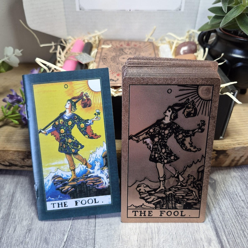 Luxury Tarot Gift Set – Rose Gold Foil Tarot Cards with Crystal Healing Tools & Ritual Essentials