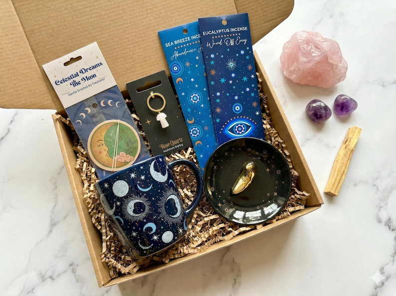 Celestial Mug Witchy Gift Set Spiritual Gift Box Witchy Mug Tarot Gifts for Spiritual Women Incense Holder Manifestation Self Care Gift