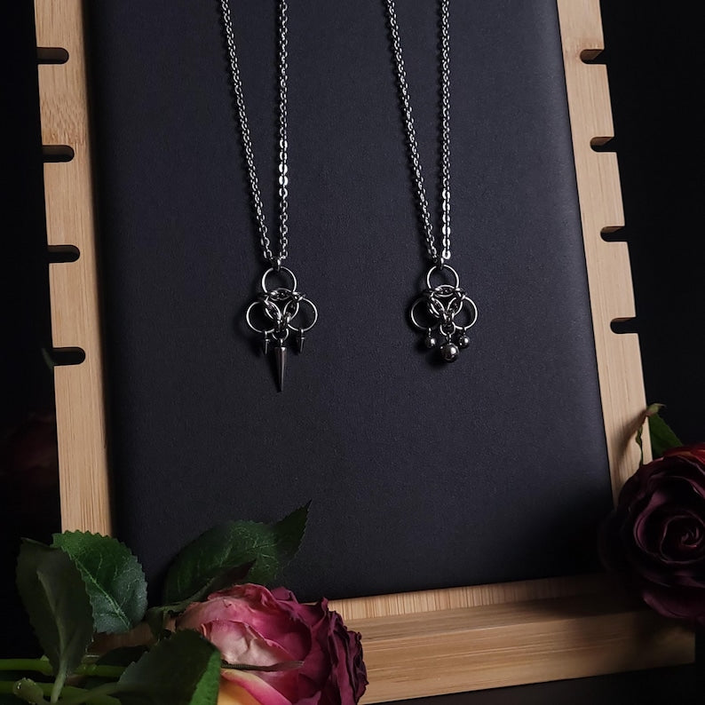 ECHO Spike Necklace | Silver Stainless Steel Chainmail Pendant, Gothic Alternative Jewelry, Lightweight Chain Necklace Gift for Her