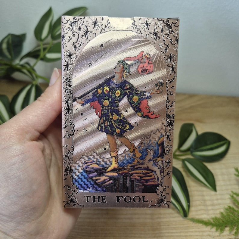 Luxury Tarot Gift Set – Rose Gold Foil Tarot Cards with Crystal Healing Tools & Ritual Essentials