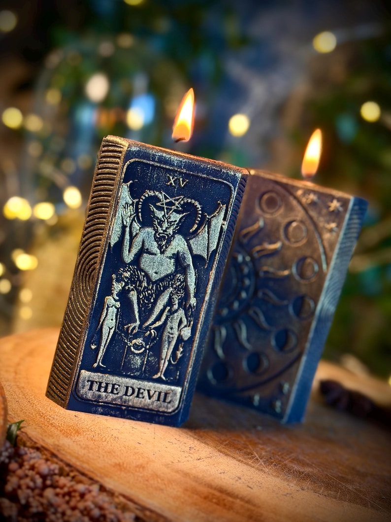 Tarot Card - Soy Wax Vegan Pillar Alter Witch Spell Meditation Hand Painted Candles