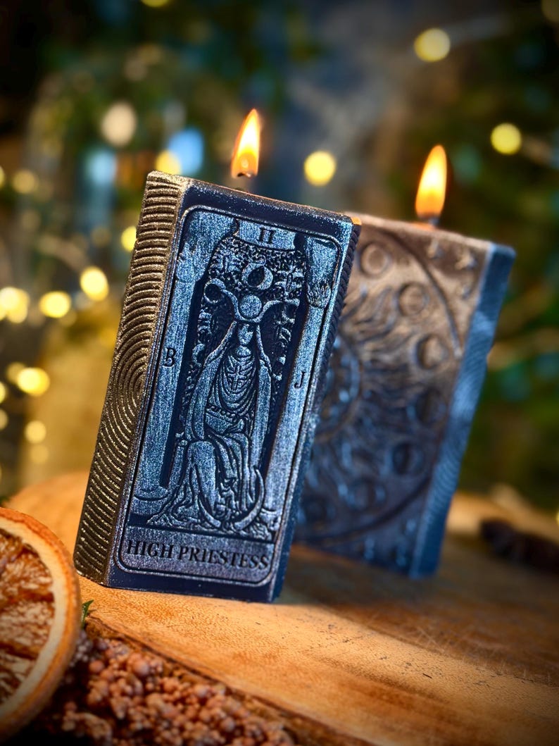 Tarot Card - Soy Wax Vegan Pillar Alter Witch Spell Meditation Hand Painted Candles