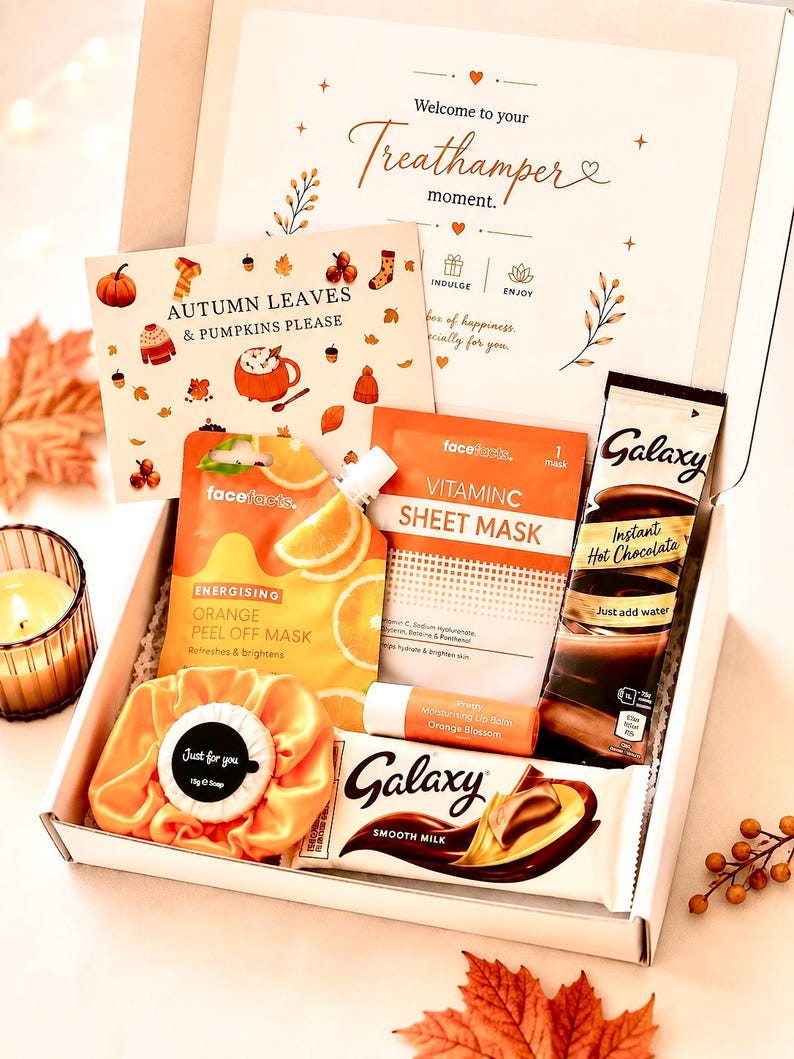 AUTUMN PAMPER HAMPER | Letterbox Cosy Gift For Her | Treat box | Self-care package | Birthday | Halloween Gift | Boo Box | Personalised