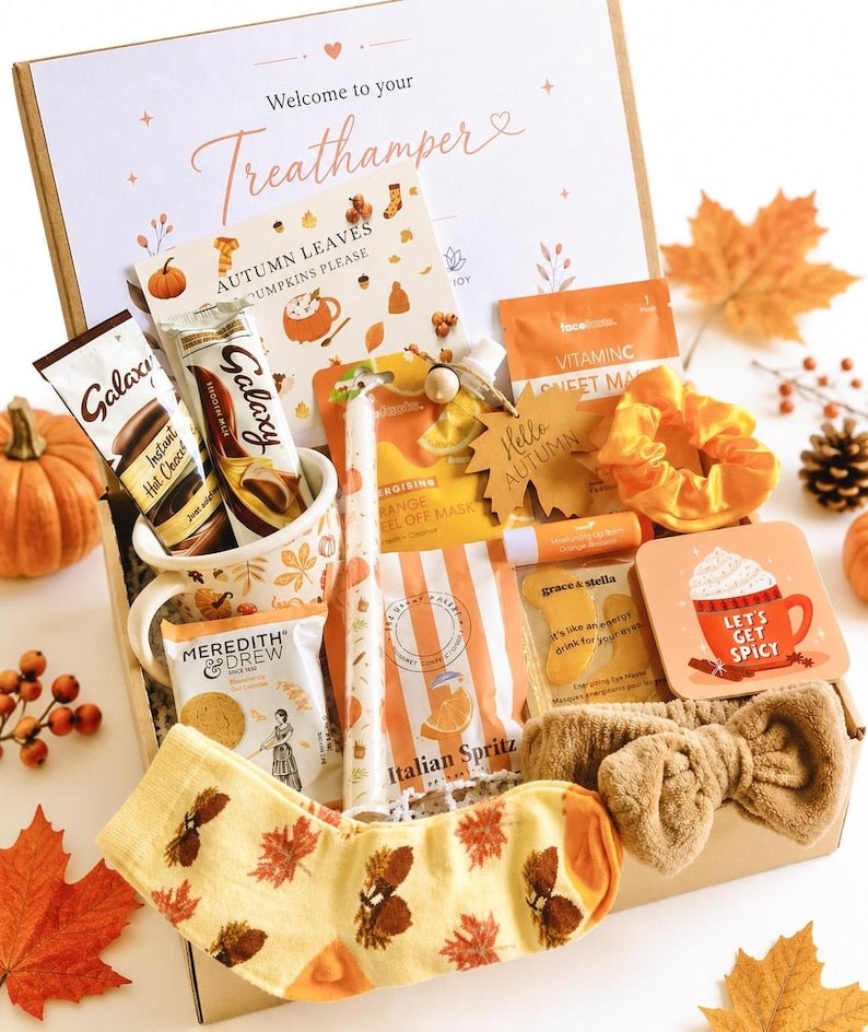 AUTUMN PAMPER HAMPER | Letterbox Cosy Gift For Her | Treat box | Self-care package | Birthday | Halloween Gift | Boo Box | Personalised