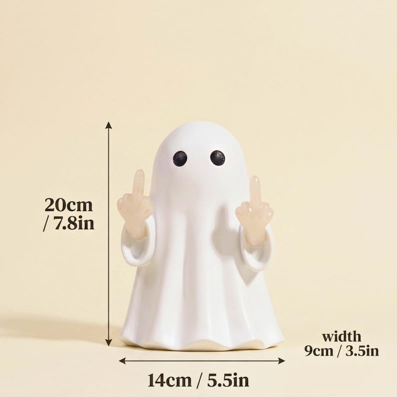 Funny Ghost Middle Finger LED Lamp, Cute Edgy Halloween Ghost Ornament, Cheeky Scary Seasonal Home Decor, Light-Up Ghost Decoration