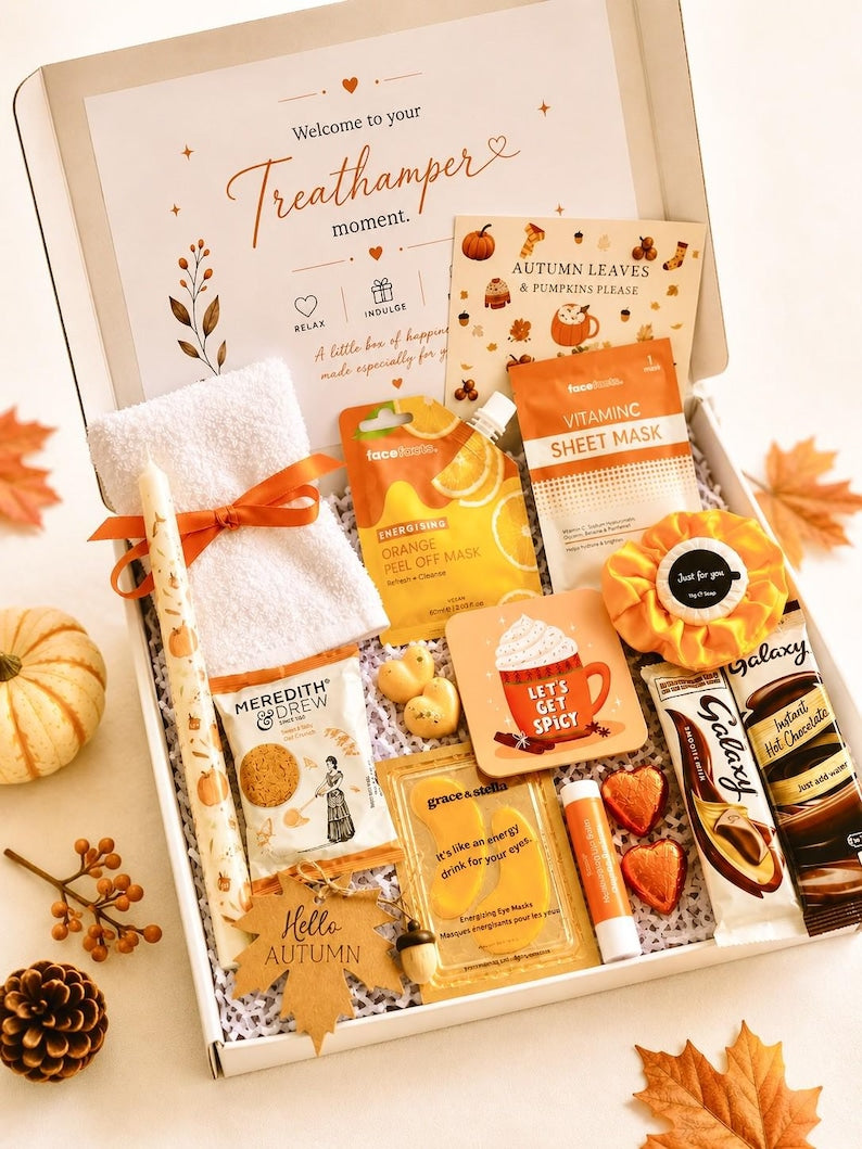 AUTUMN PAMPER HAMPER | Letterbox Cosy Gift For Her | Treat box | Self-care package | Birthday | Halloween Gift | Boo Box | Personalised