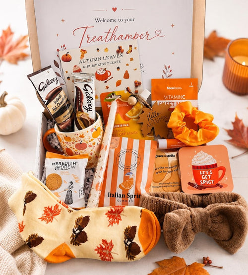 AUTUMN PAMPER HAMPER | Letterbox Cosy Gift For Her | Treat box | Self-care package | Birthday | Halloween Gift | Boo Box | Personalised