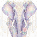 Celestial Pastel Elephant – Whimsical Boho Digital Art