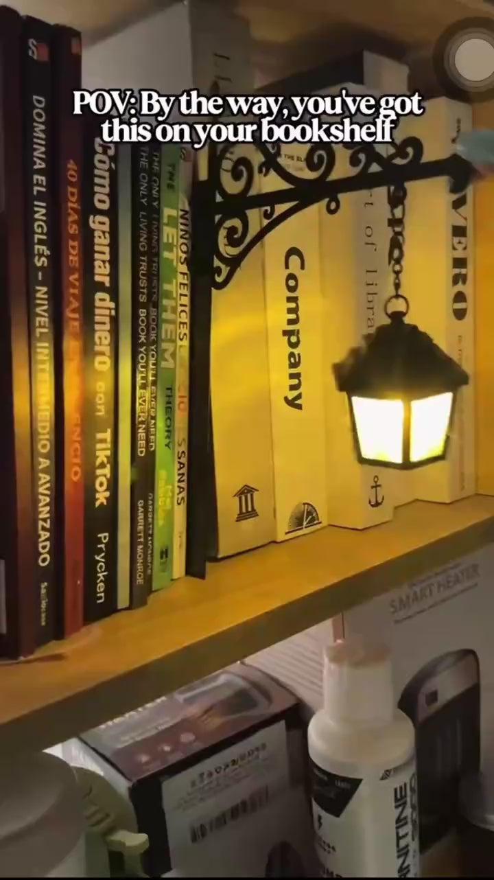 Vintage Halloween Library Bookshelf Hanging Lantern Lamp