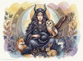 Goddess of the Moon & Spirit Animals- digital download/art print